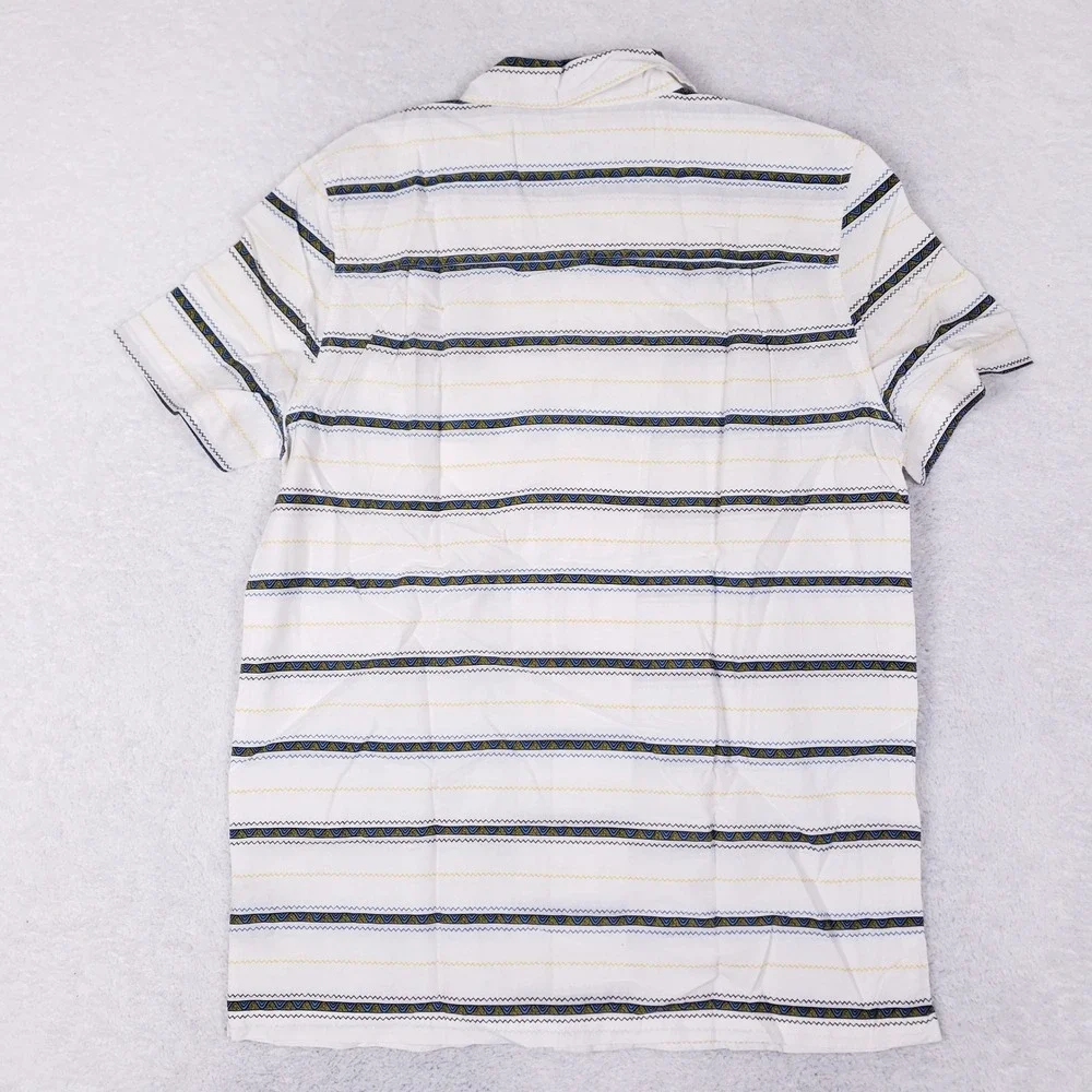 Mambo Shirt Mens S Short Sleeve Button Down White Tribal Geometric Surf Beach